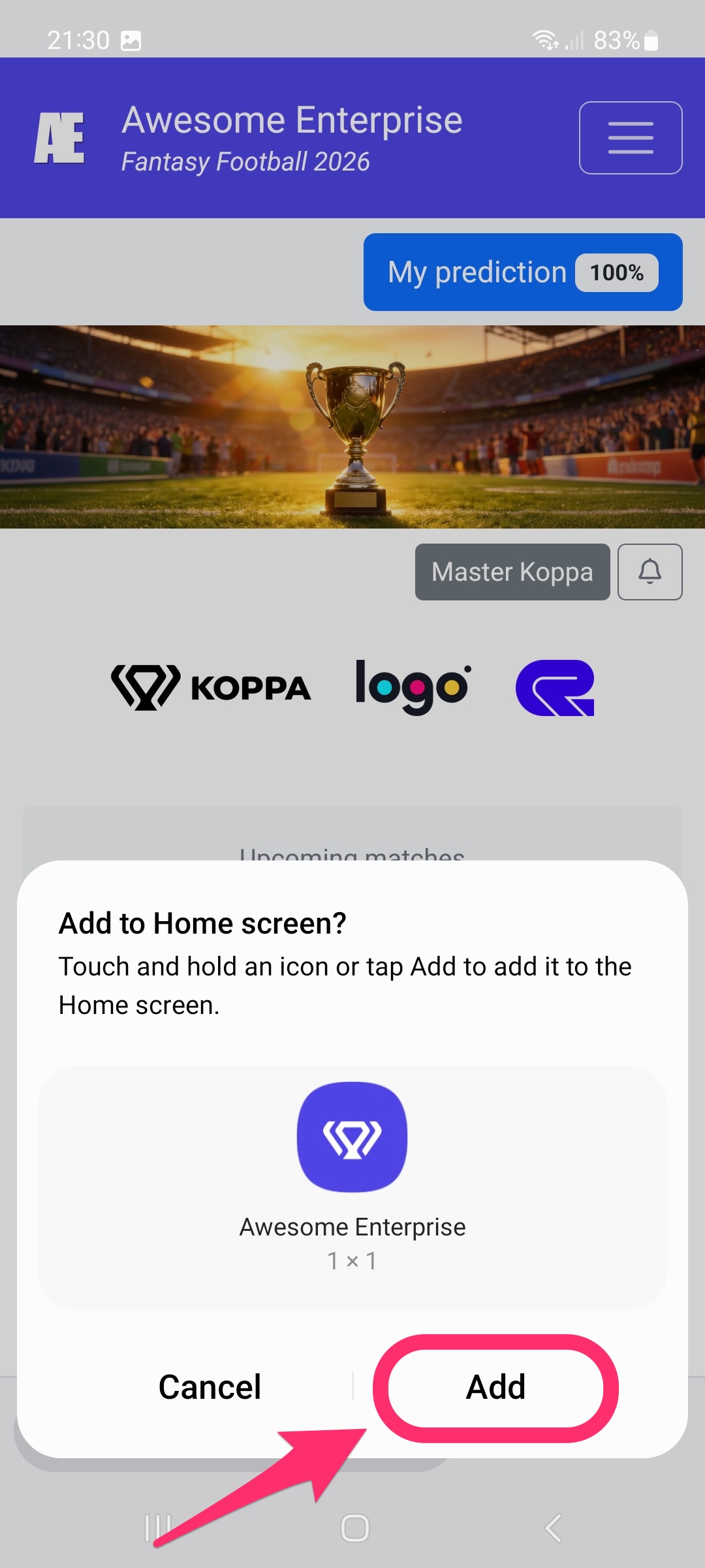 Confirmación de Añadir a la pantalla de inicio en Firefox para Android